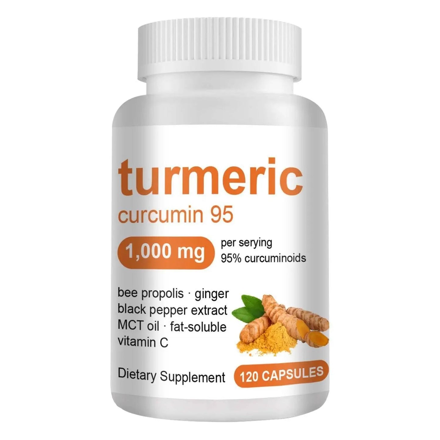 Turmeric Curcumin Capsule With Bee Propolis Ginger Black Pepper Support Bone&Joint Health 120 Capsules - Health Is Wealth