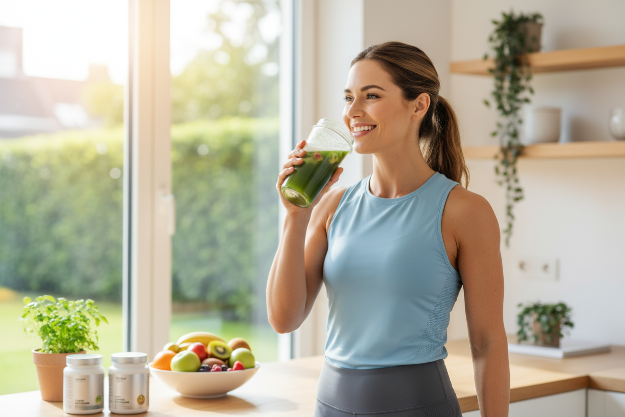 create a video of someone drinking supplements